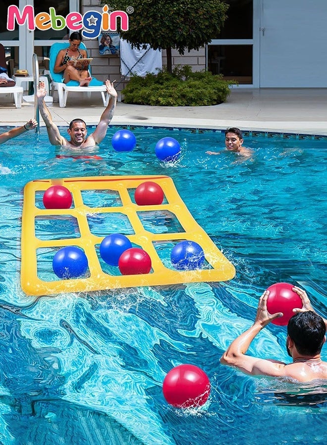 ميبيجين مجموعة ألعاب Tic Tac Toe العملاقة القابلة للنفخ مع 10 كرات، مجموعة ألعاب مسبح إبداعية وممتعة، لعبة مائية إبداعية متعددة اللاعبين، مناسبة لأي حفلة مسبح - Image 2